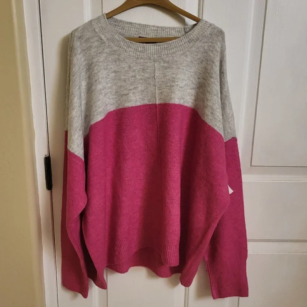 Vince Camuto Extended Shoulder Colorblock Sweater in Paradox Pink Sz: XL NWT - Picture 2 of 8